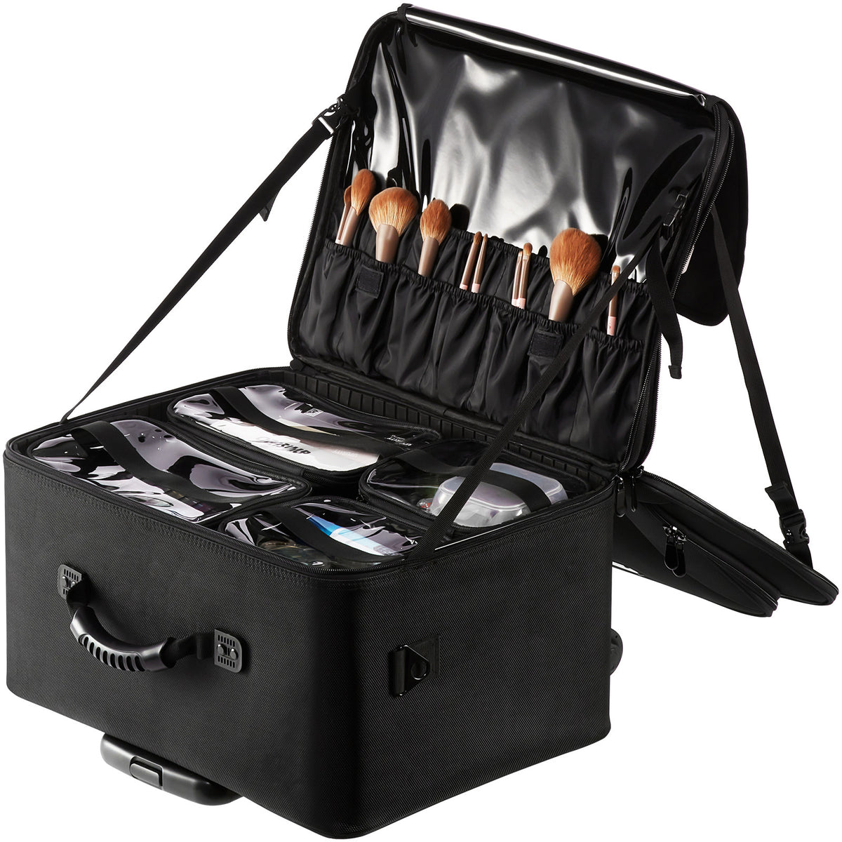 Large Capacity Rolling Makeup Train Case with Wheels & Handle