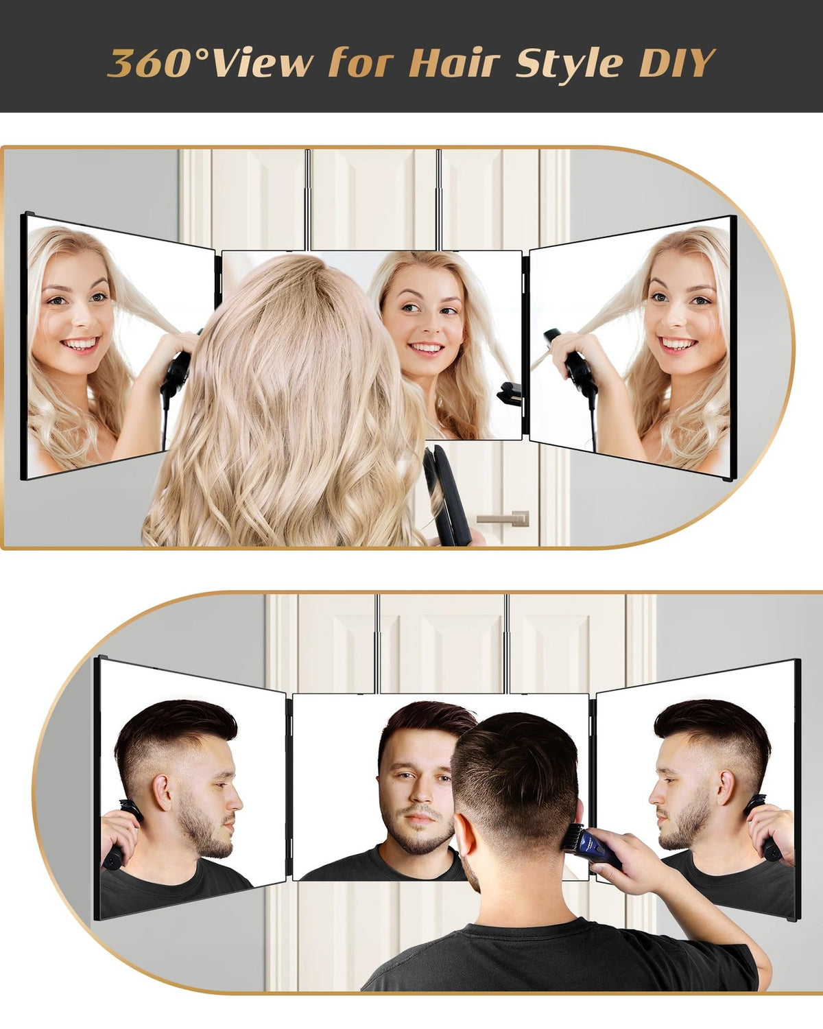 Self-Adhesive 360 Viewing Angle Hair Cutting Mirror with Accessories