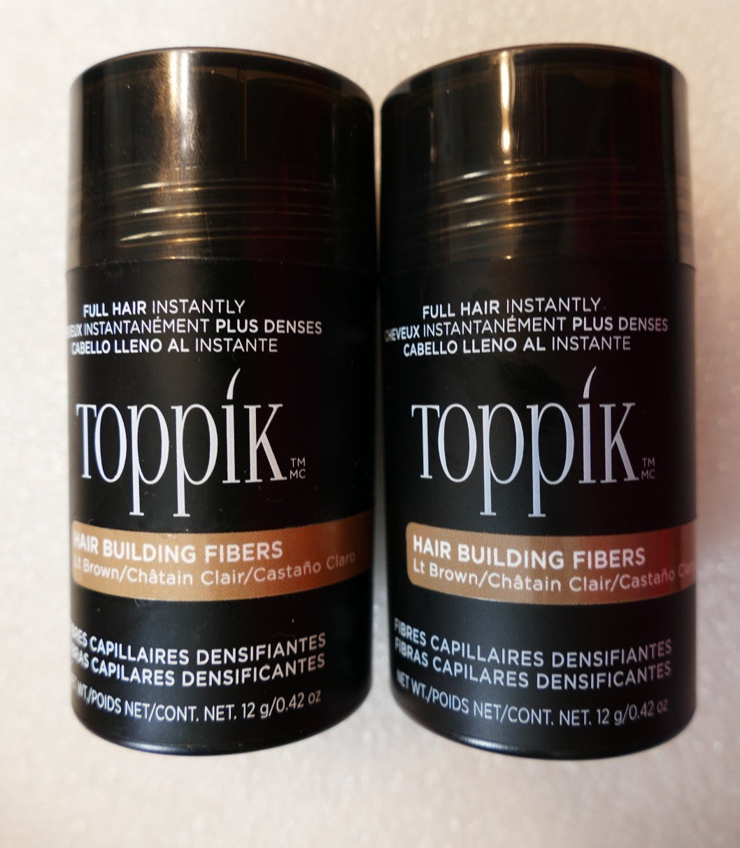Hair Building Fibers for All Hair Types, Light Brown - 2 Pack