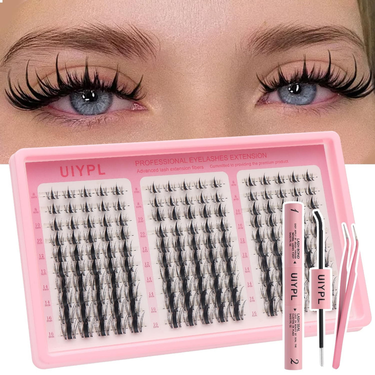 Lash Clusters Kit - 240 Natural Wispy False Eyelash Extensions, Black