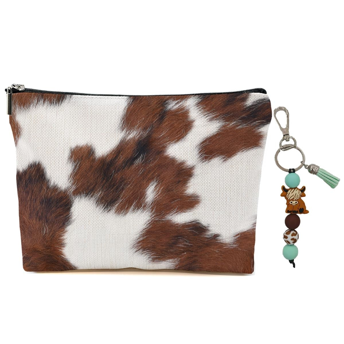 Multicolor Cow Fur Print Makeup Bag for Women 9x7 Inches - Durable Travel Cosmetic Organizer