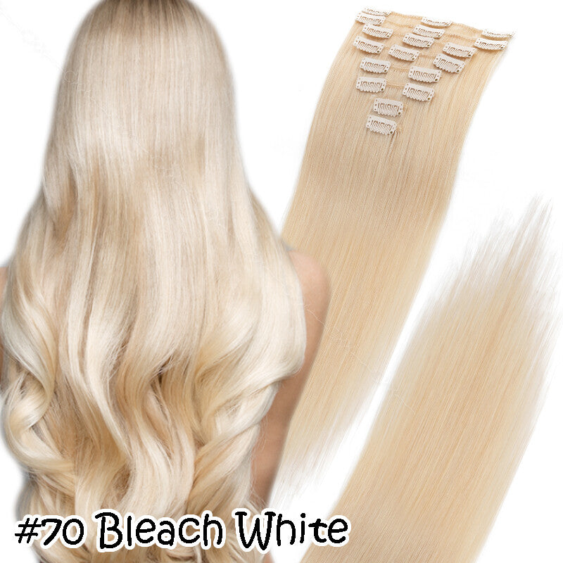 Clip-In Remy Human Hair Extensions Full Head Hairpiece Multiple Colors & Lengths