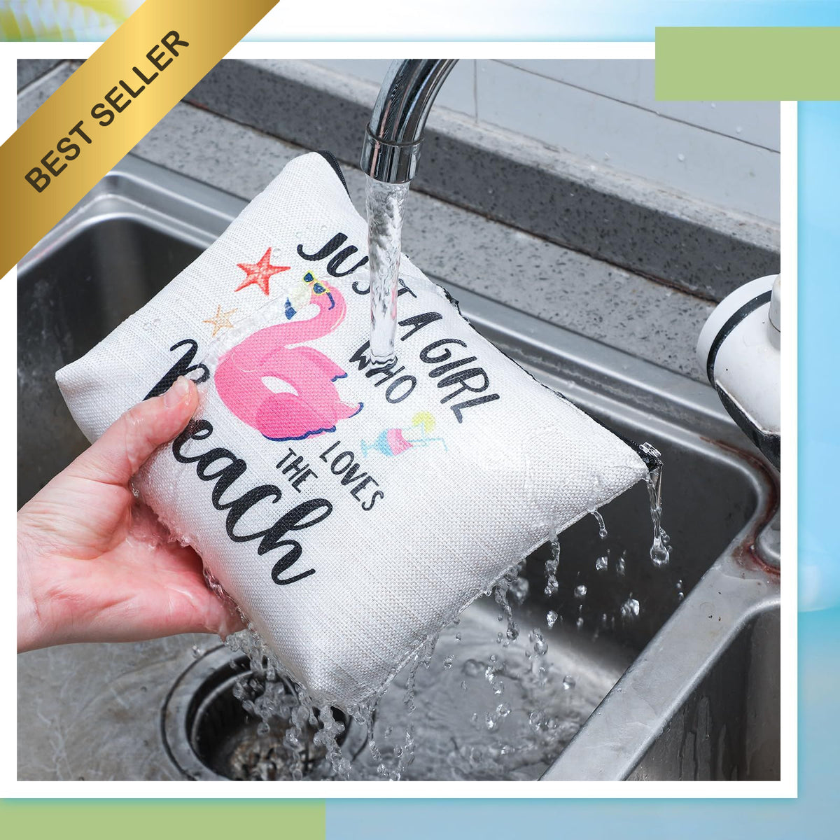 6-Piece Beach Makeup Bag Set Summer Travel Cosmetic Organizer