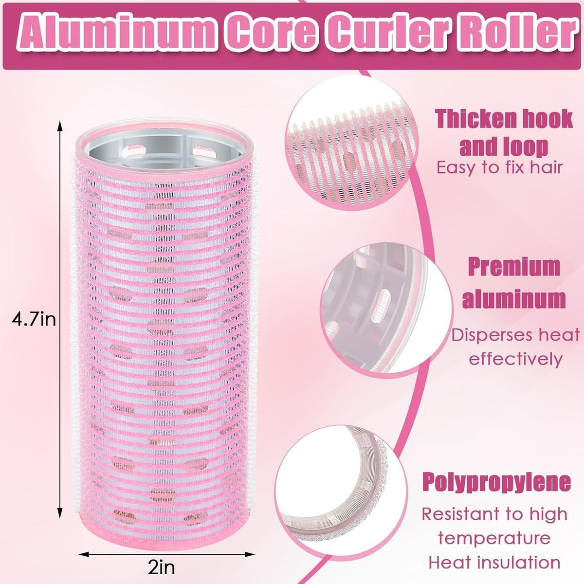 Hair Curlers Set with Aluminum Core for Large Bouncy Curls - 4 Pieces