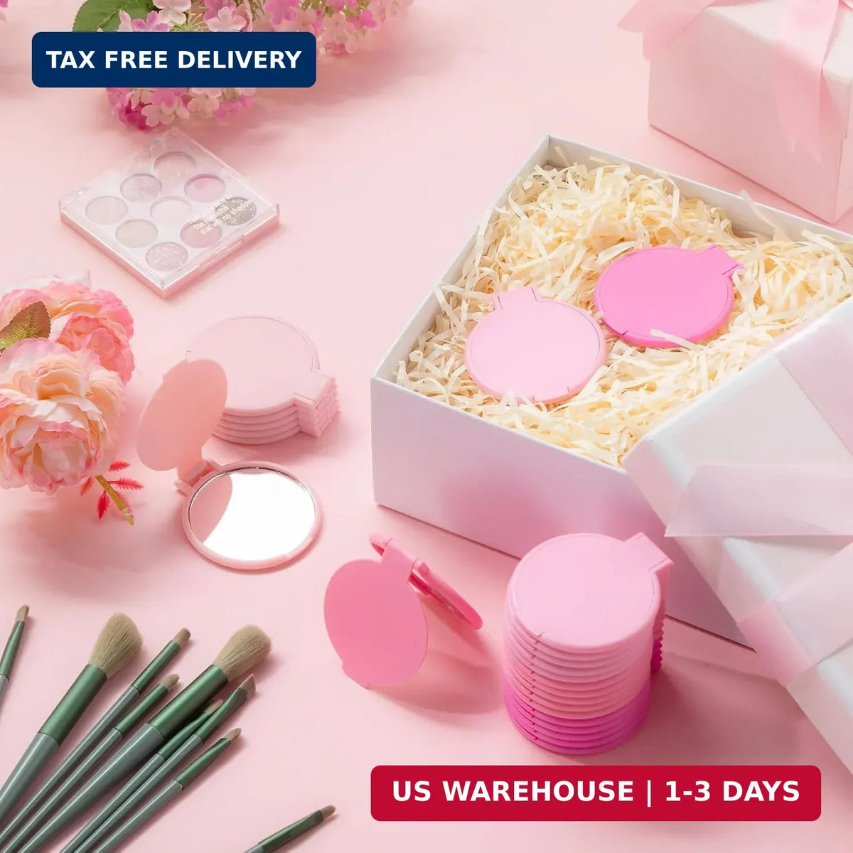 12 Pack Small Compact Pocket Mirrors with Flip-Up Design - Portable Makeup & Personal Grooming