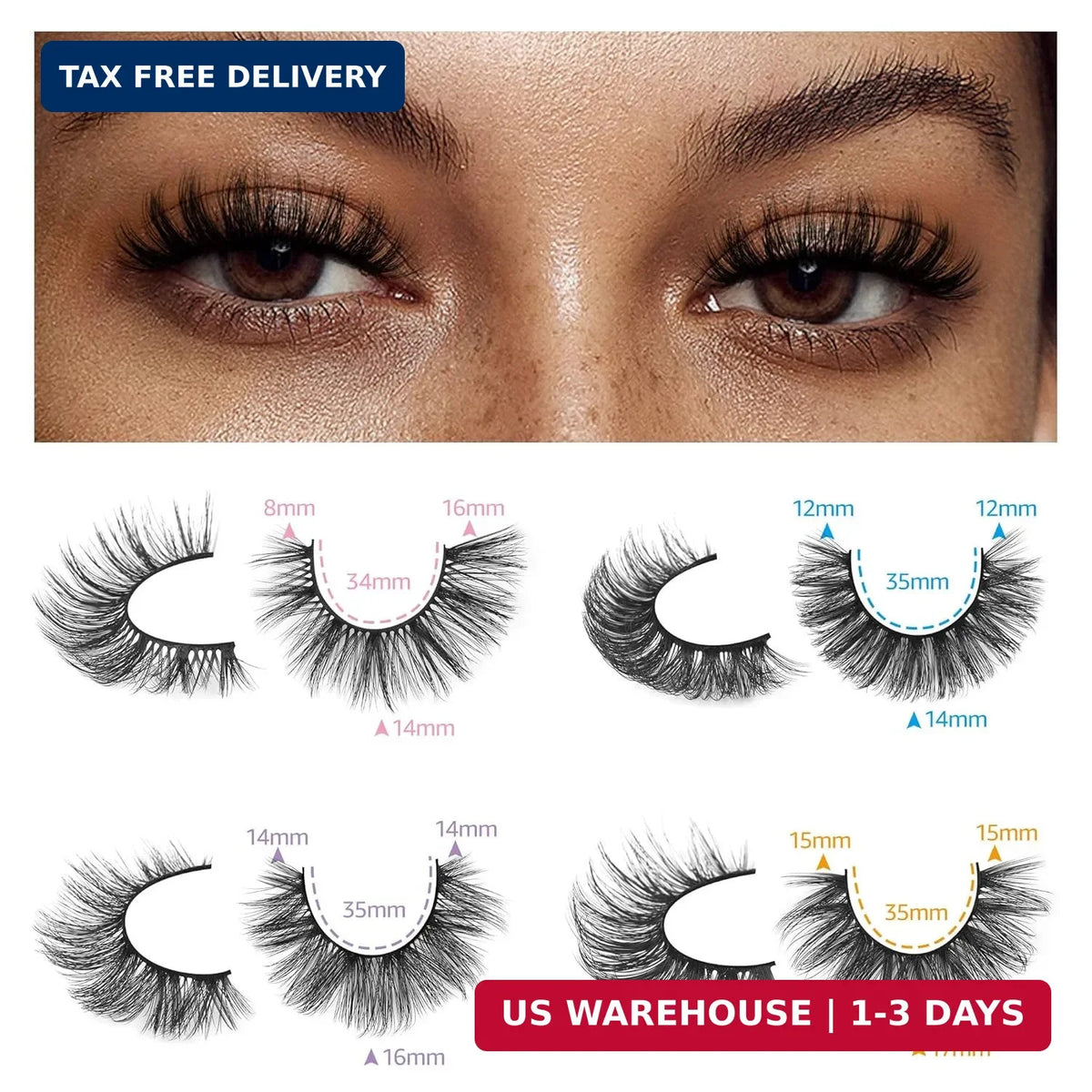 20 Pairs False Eyelashes Set Natural Wispy Fluffy Cat Eye Faux Mink Lashes