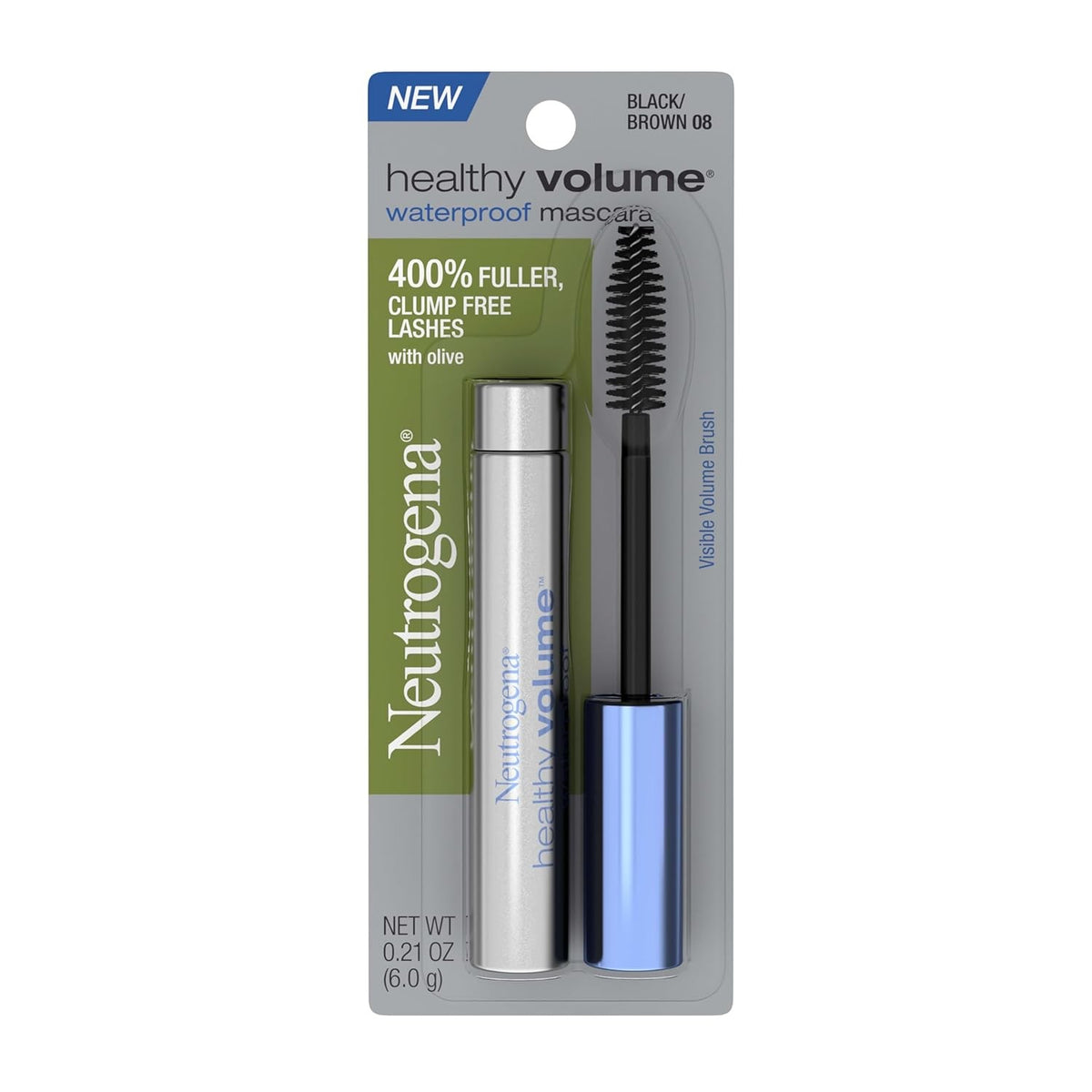 Neutrogena Waterproof Lash Plumping Mascara for Fuller, Voluminous Lashes - Black/Brown 0.21 oz