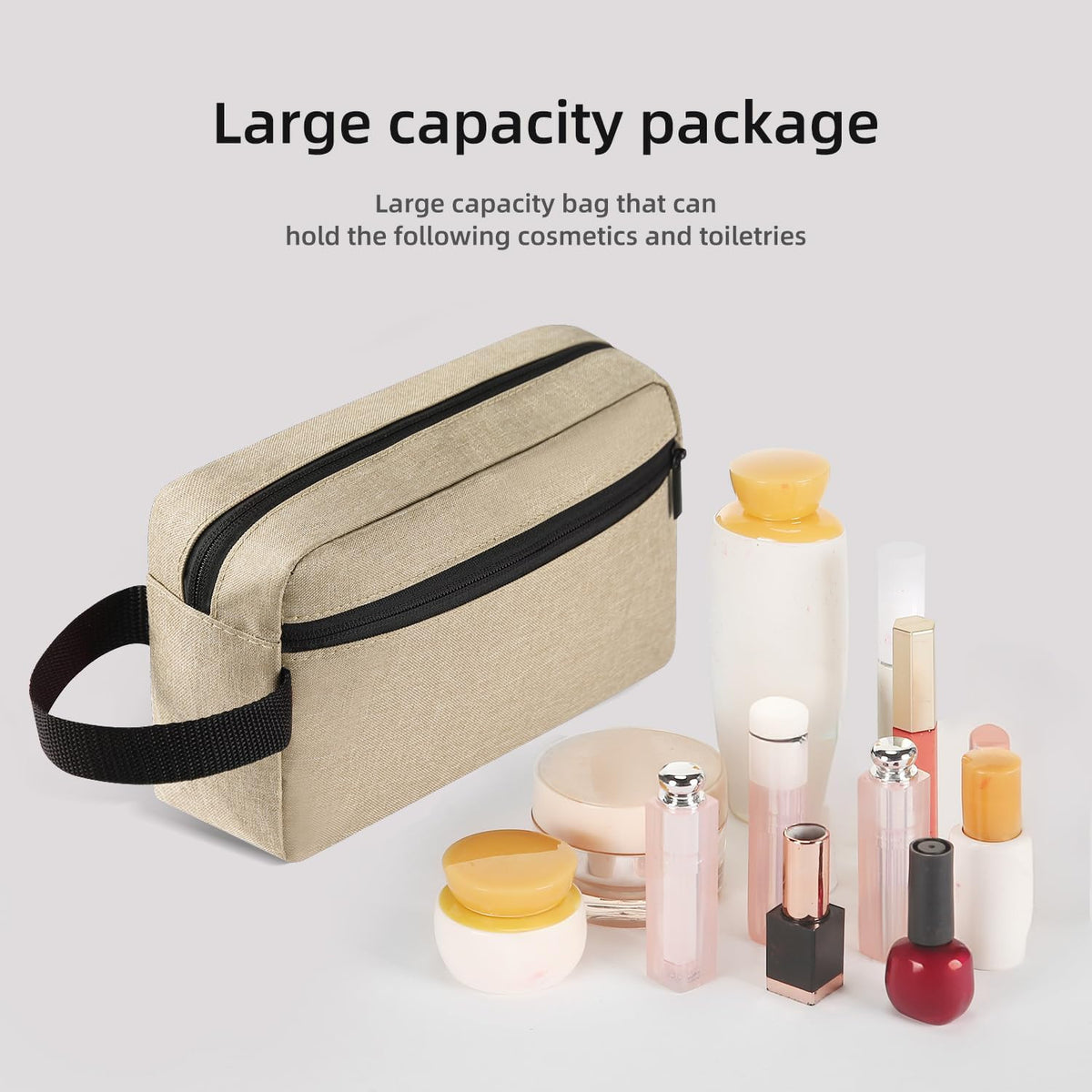 Travel Toiletry Bag for Women Men Hanging Cosmetic Organizer Khaki