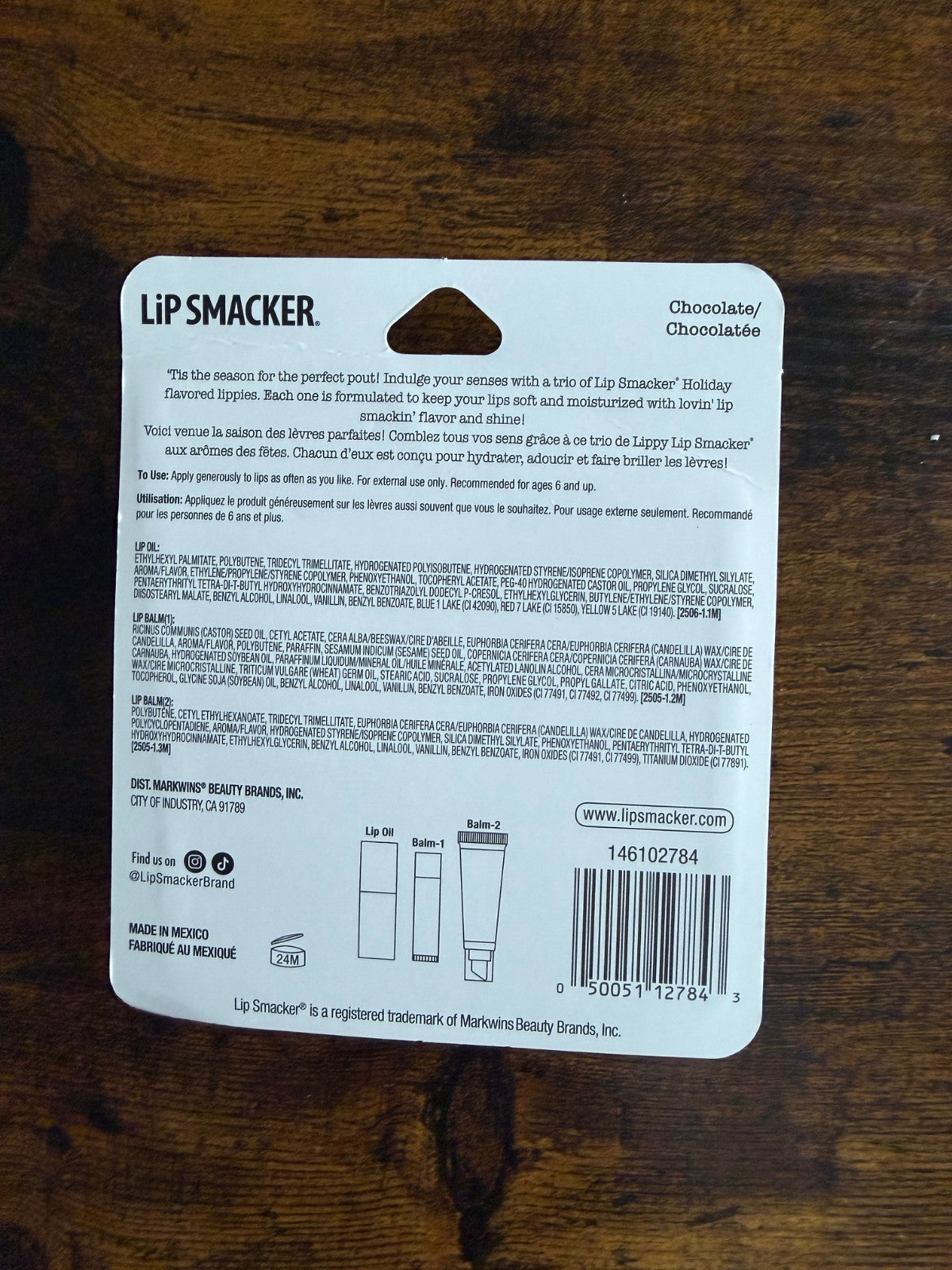 Lip Smacker Lip Trio - Chocolate Flavored Lip Oil & Balms Sealed Set