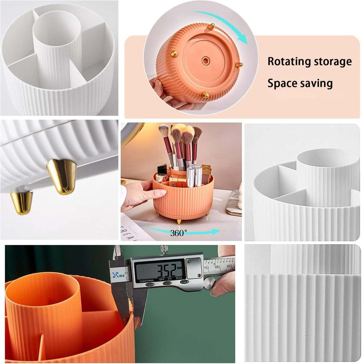 Rotating Makeup Brush Holder with 5 Slots - Large Capacity Organizer