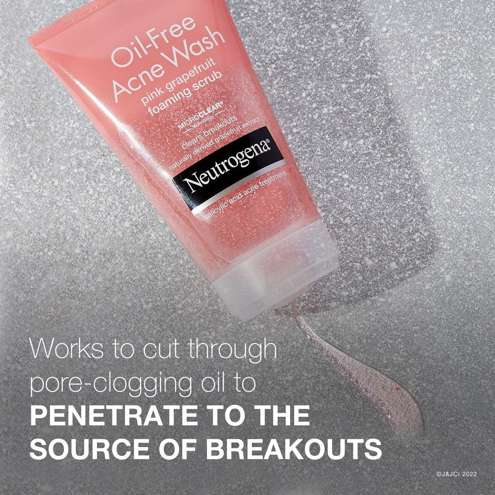 Neutrogena Oil Free Pink Grapefruit Foaming Acne Face Wash, 2oz (pack
