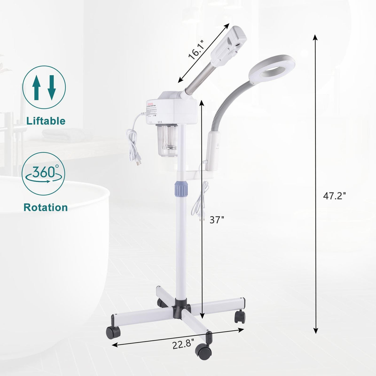 Professional Facial Steamer with Magnifying Lamp - 2-in-1 Ozone Hot Mist