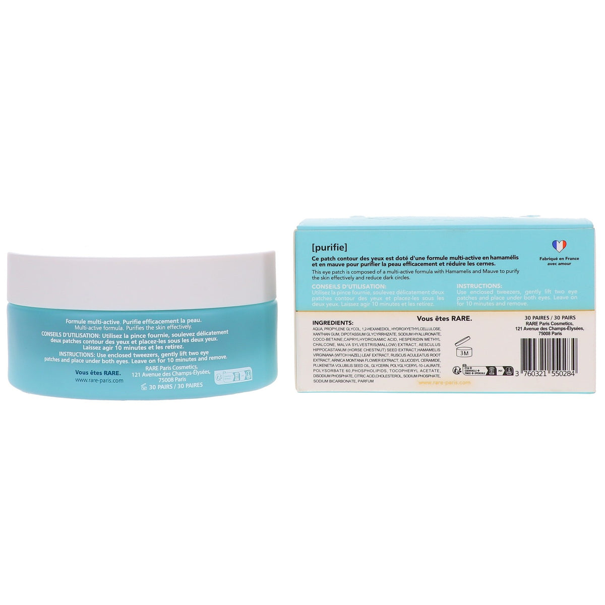 Rare Paris Carbone Glacé Eye Patches - Brighten and Depuff Under-Eyes, 30 Count