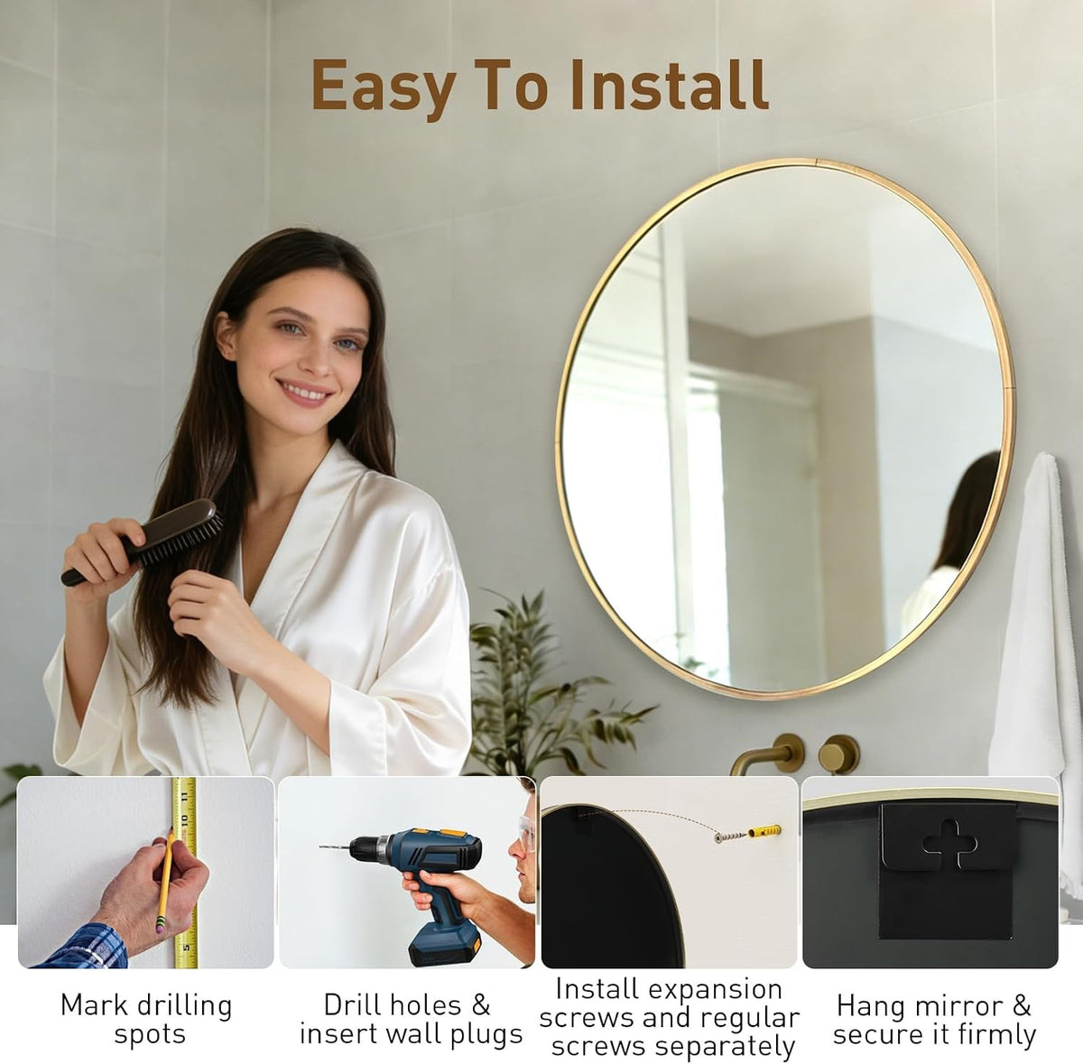30 Inch Round Bathroom Wall Mirror – Circle Vanity Mirror, Unbranded