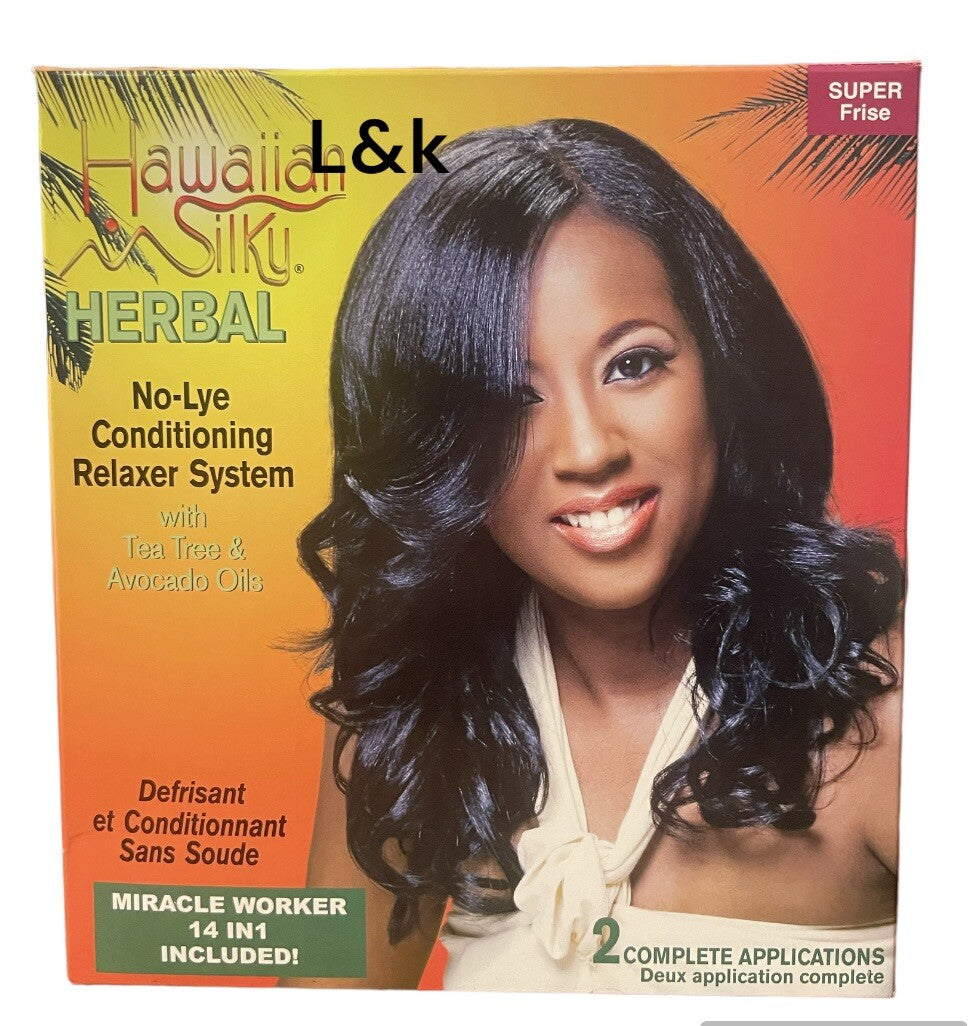 Herbal No-Lye Relaxer Kit - Hair Permanent Treatment (2 Pack)