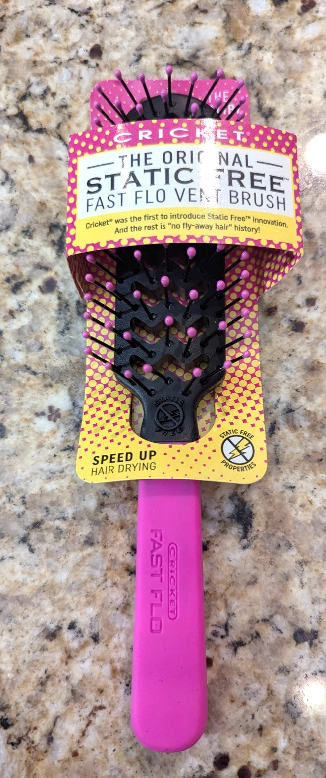 Static Free Vent Hair Brush - Pink, Fast Flo Hair Styling Tool