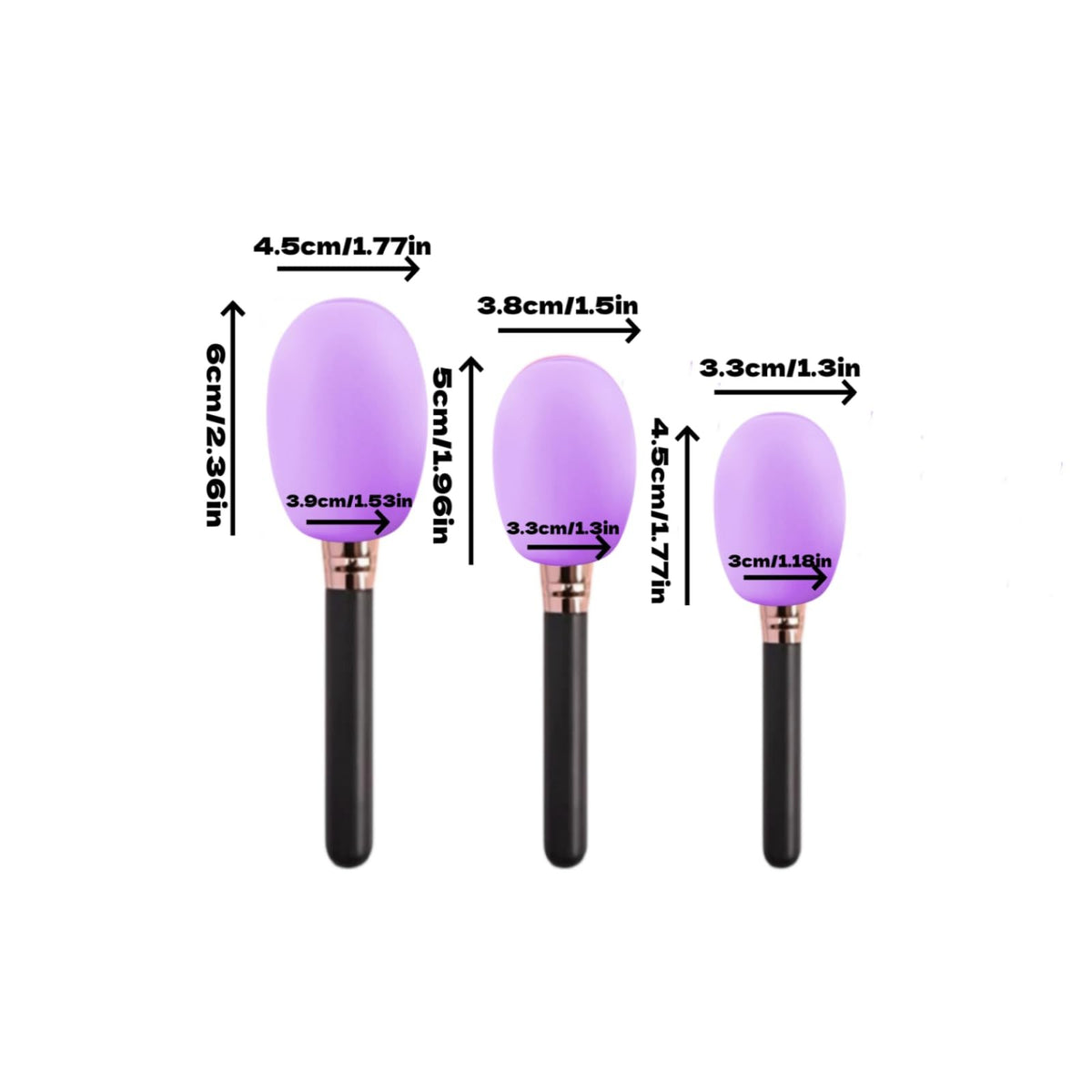Makeup Brush Covers 3-Piece Silicone Protectors, Reusable Purple