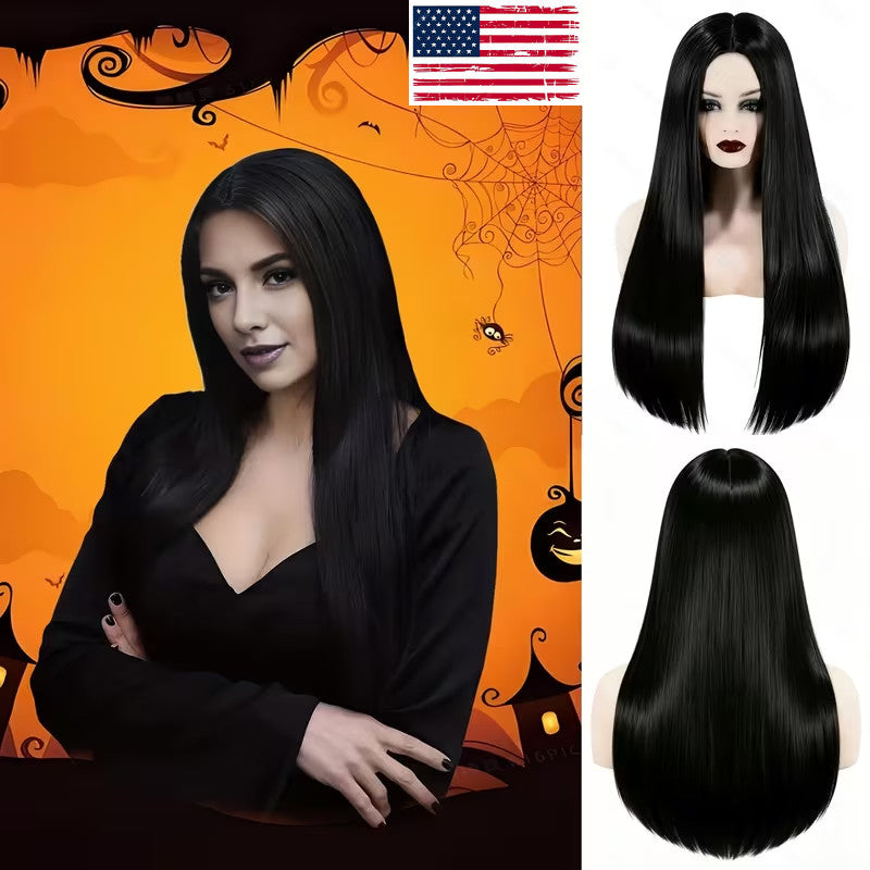 24 Inch Long Straight Black Synthetic Wig for Daily Wear & Parties