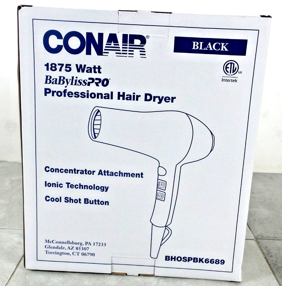 Conair 1875W Professional Hair Dryer - Black, Salon-Quality Styling