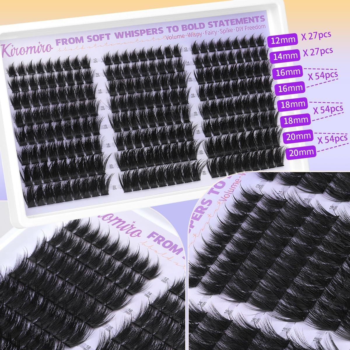 Spiky Lash Clusters with Fluffy Wispy Finish - Black False Eyelashes