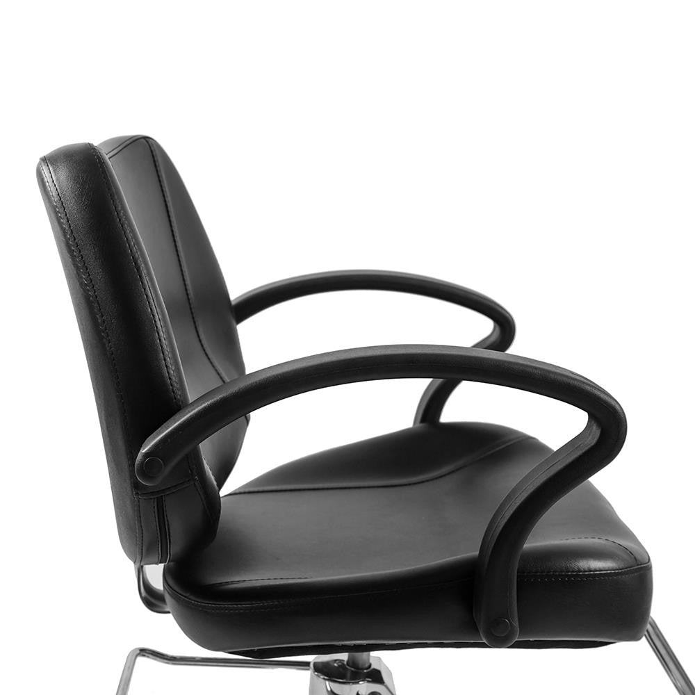 Black Barber Chair with Hydraulic Pump and Footrest - Salon & Hair Stylist Chair