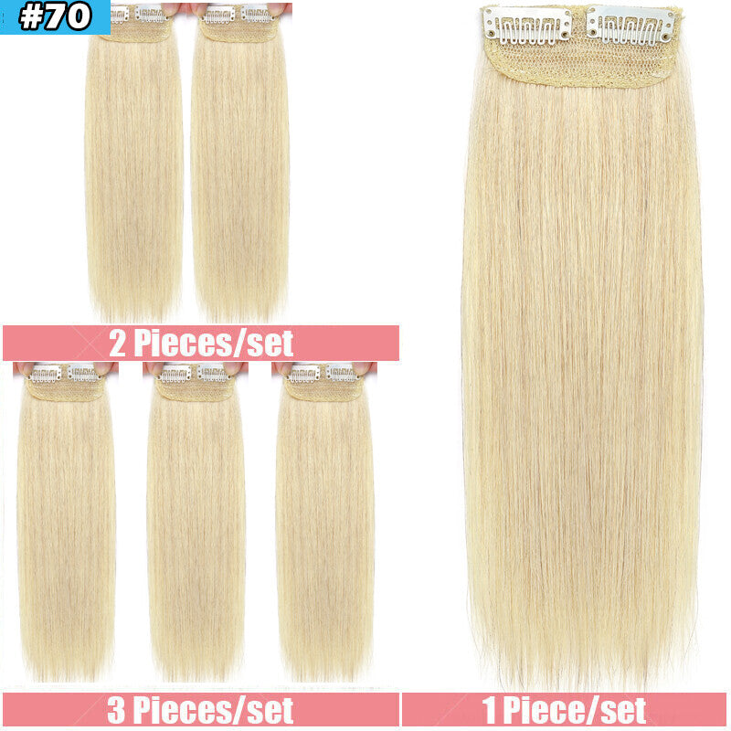 Clip-In Hair Extensions Remy Human Hair Topper - Multiple Colors & Lengths