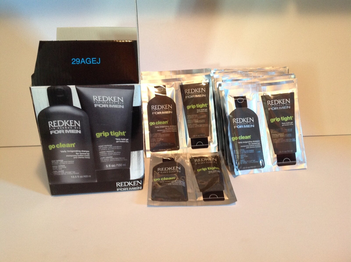 Redken For Men Go Clean Shampoo & Grip Tight Gel 25 Pack Samples