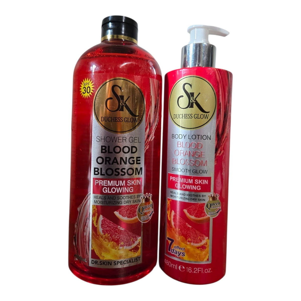 Blood Orange Blossom Body Lotion & Shower Gel SPF 30 - Hydrating Skincare Set