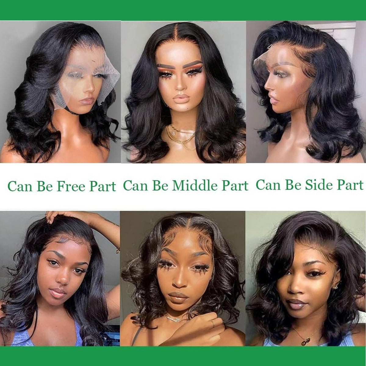 14-Inch Lace Front Bob Wig Black Natural Hair Body Wave Pre-Plucked for Women