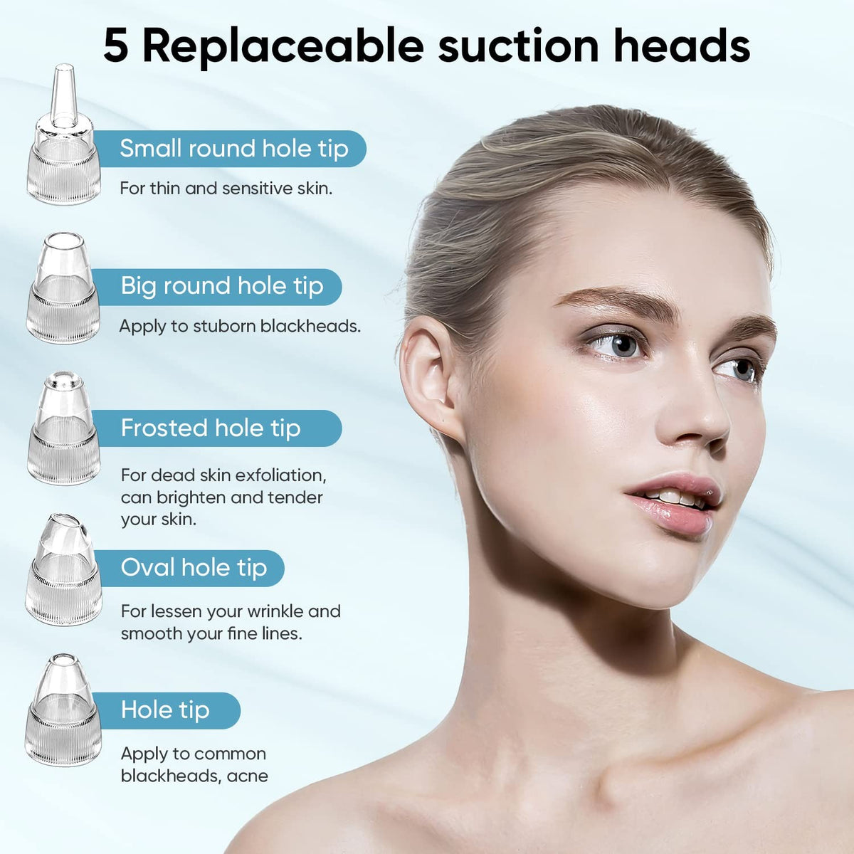 Blackhead Remover Pore Vacuum for Face & Nose with 3 Suction Levels