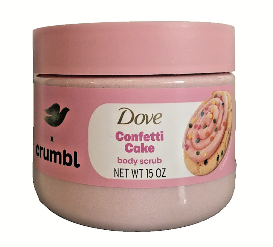Dove X Crumbl Confetti Cake body scrub 15 oz jar New Pink Exfoliating