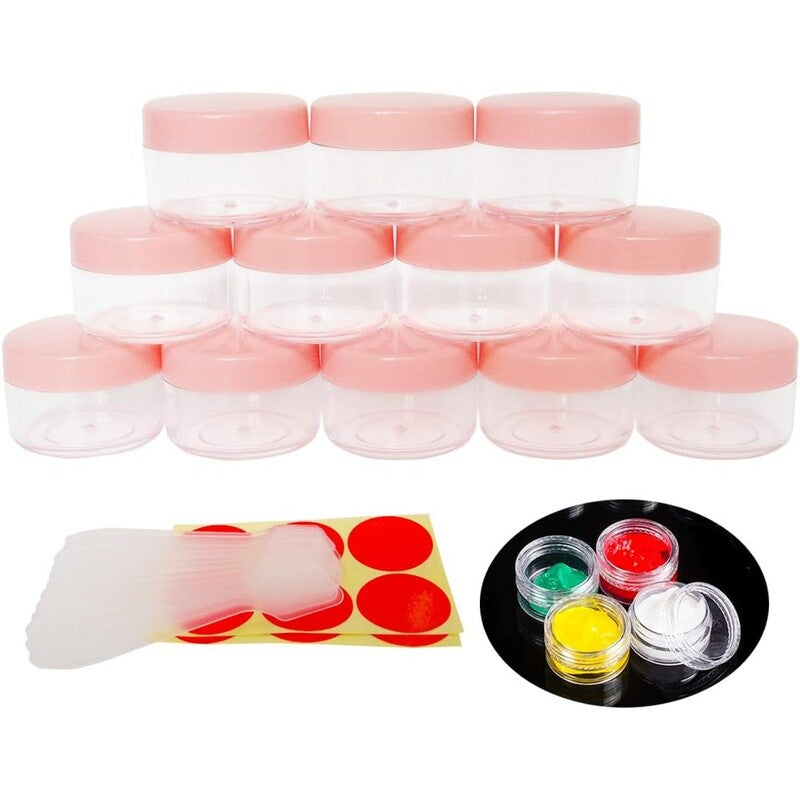 15g Empty Plastic Jars with Screw Lids for Makeup Samples and Storage - 12 Pack
