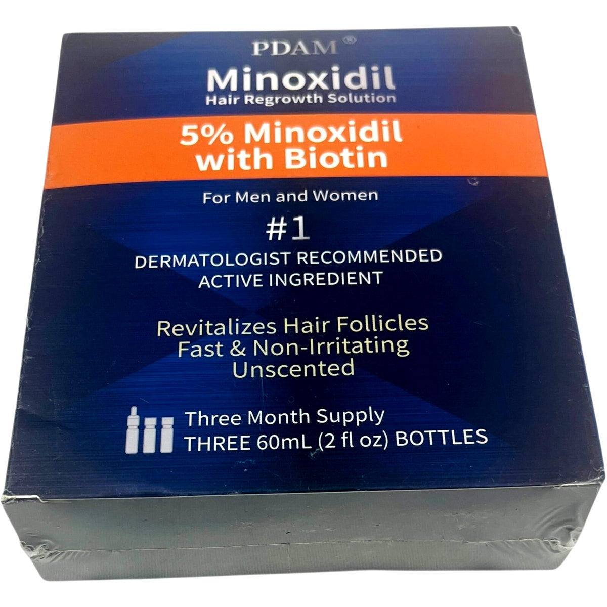 5% Minoxidil Hair Growth Solution with Biotin - 3 Pack