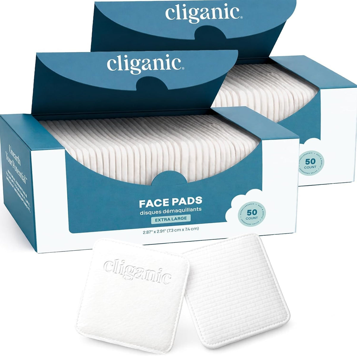 Extra Large Reusable Face Pads - 100 Count, Lint-Free, Skin-Friendly
