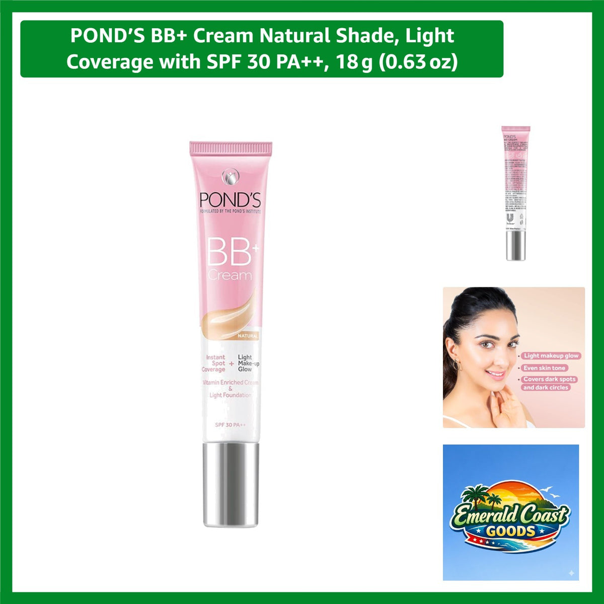 BB Cream Light Coverage SPF 30 PA++ - Natural Shade, 18g Makeup Foundation