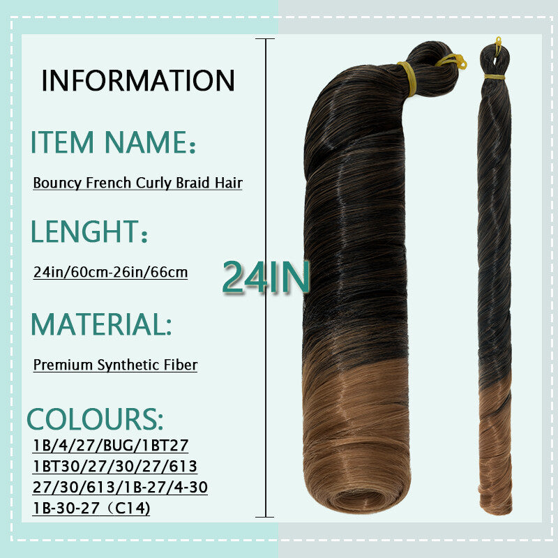 Curly Braiding Hair 24" Wave French Curls Synthetic Extensions