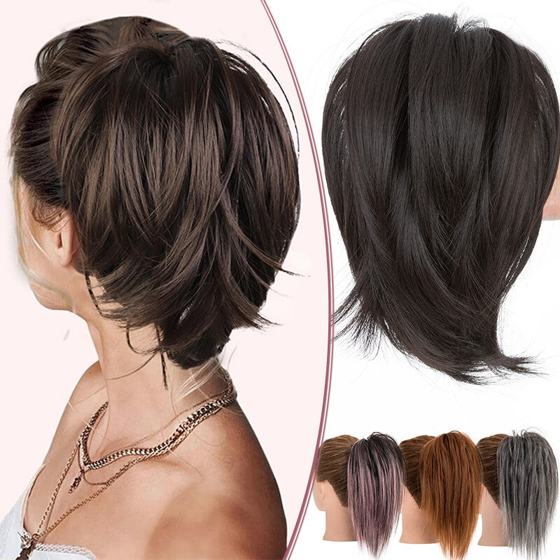 Messy Bun Scrunchie Hair Ponytail Claw Clip Updo Extensions - Thick Ombre
