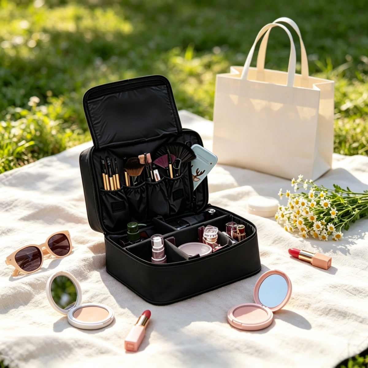 Large Waterproof Makeup Bag Organizer Portable Cosmetic Case