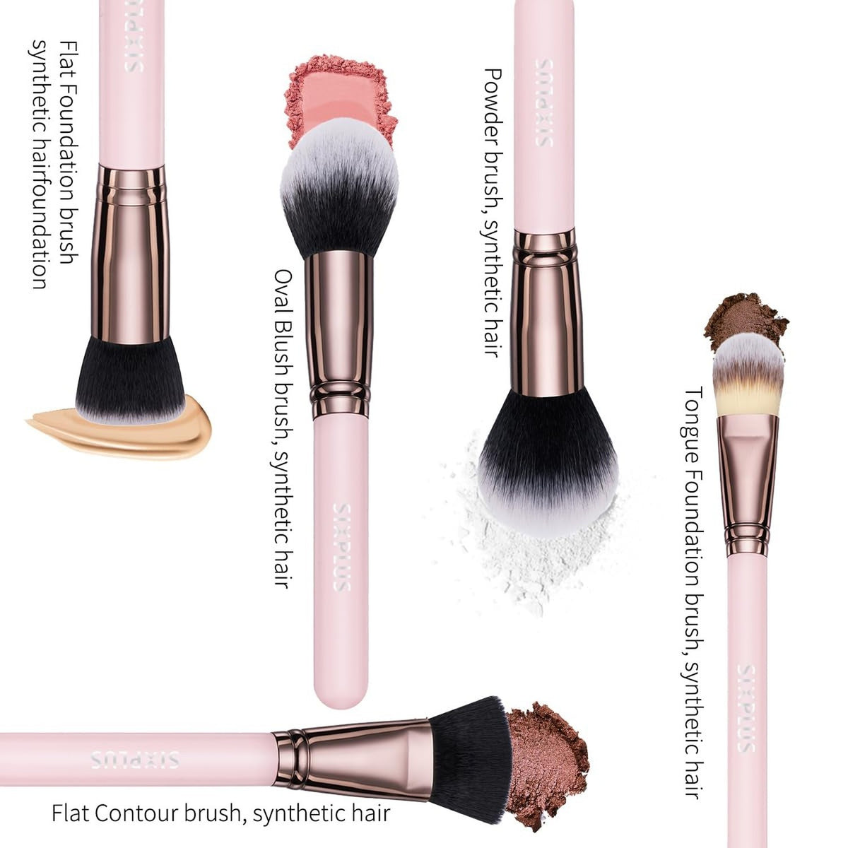 Travel Makeup Brush Set with Case - 15 Pink Professional Cosmetic Tools