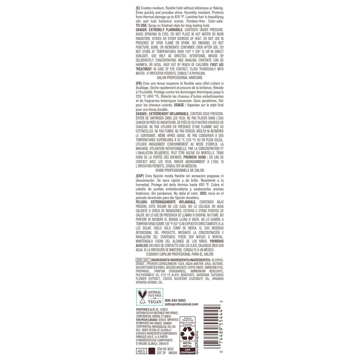 Flexible Hair Spray with Argan & Monoi Oils - Medium Hold & Shine - 3 Cans 9 oz
