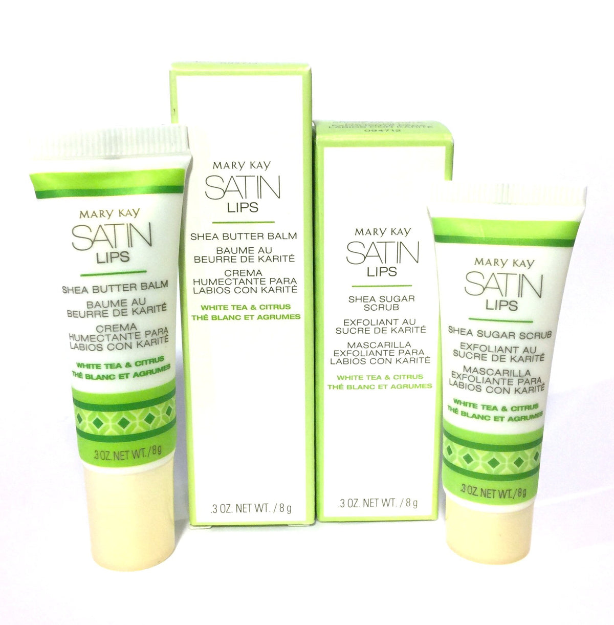 Shea Butter Lip Balm & Lip Scrub Set - White Tea & Citrus - Full Size
