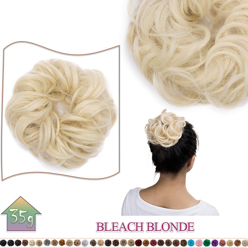 Curly Messy Bun Hair Extension Scrunchie Natural Updo Thick Human Hair