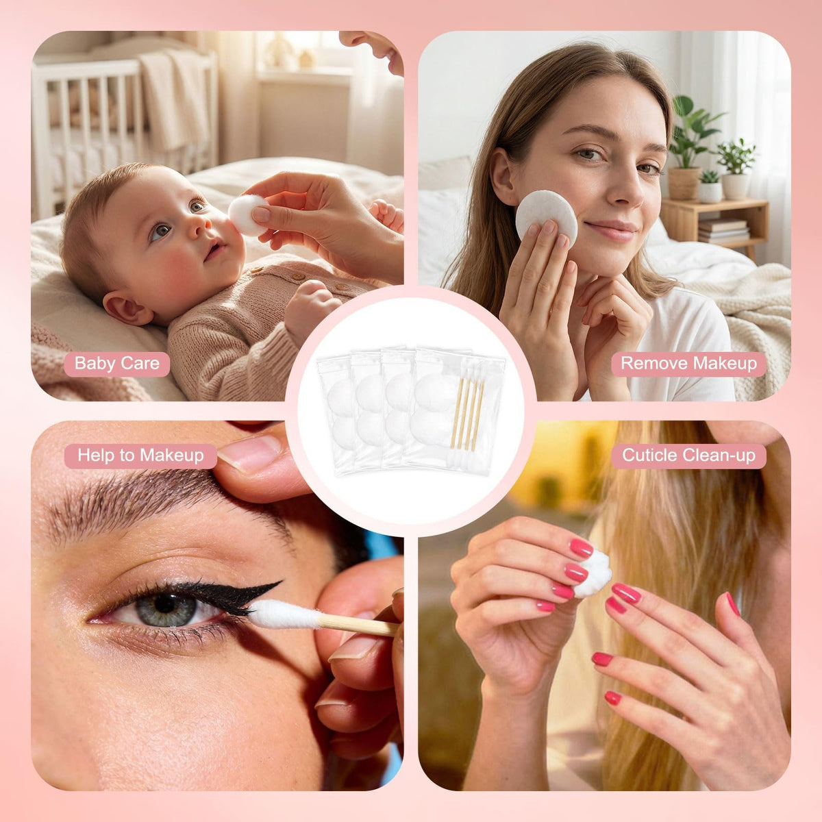 Travel Cotton Swabs Set 150 Pack Portable Vanity Kit for Skincare & Makeup