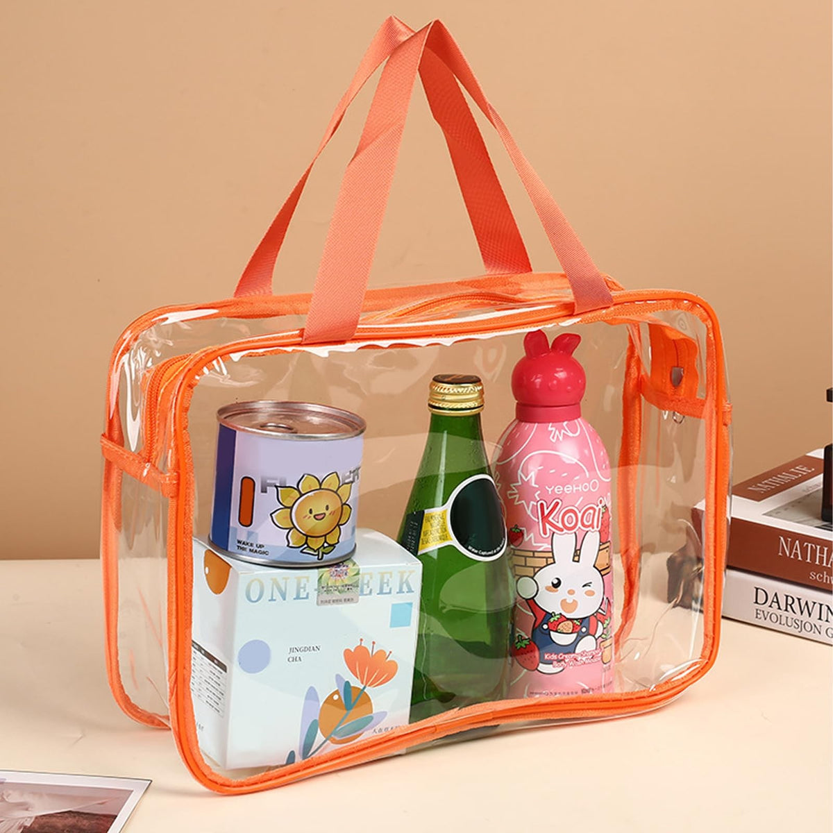 Multicolor Clear Makeup Bag Set - Waterproof PVC Travel Organizer, 4 Pack
