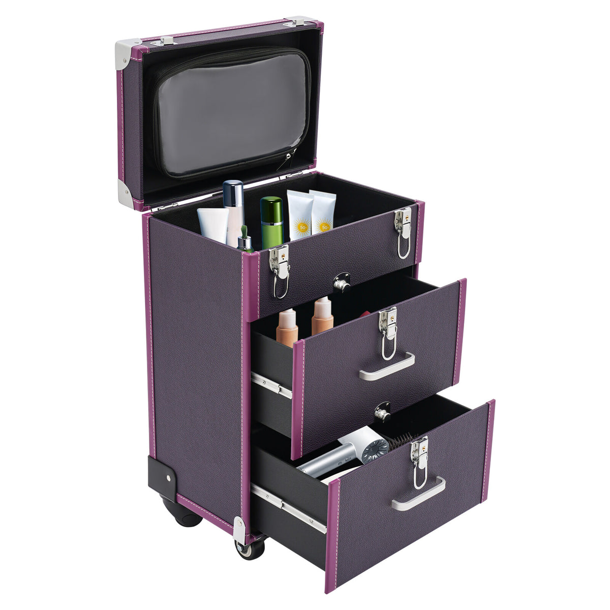 Professional Rolling Makeup Organizer Case with Large Capacity & Durable Design