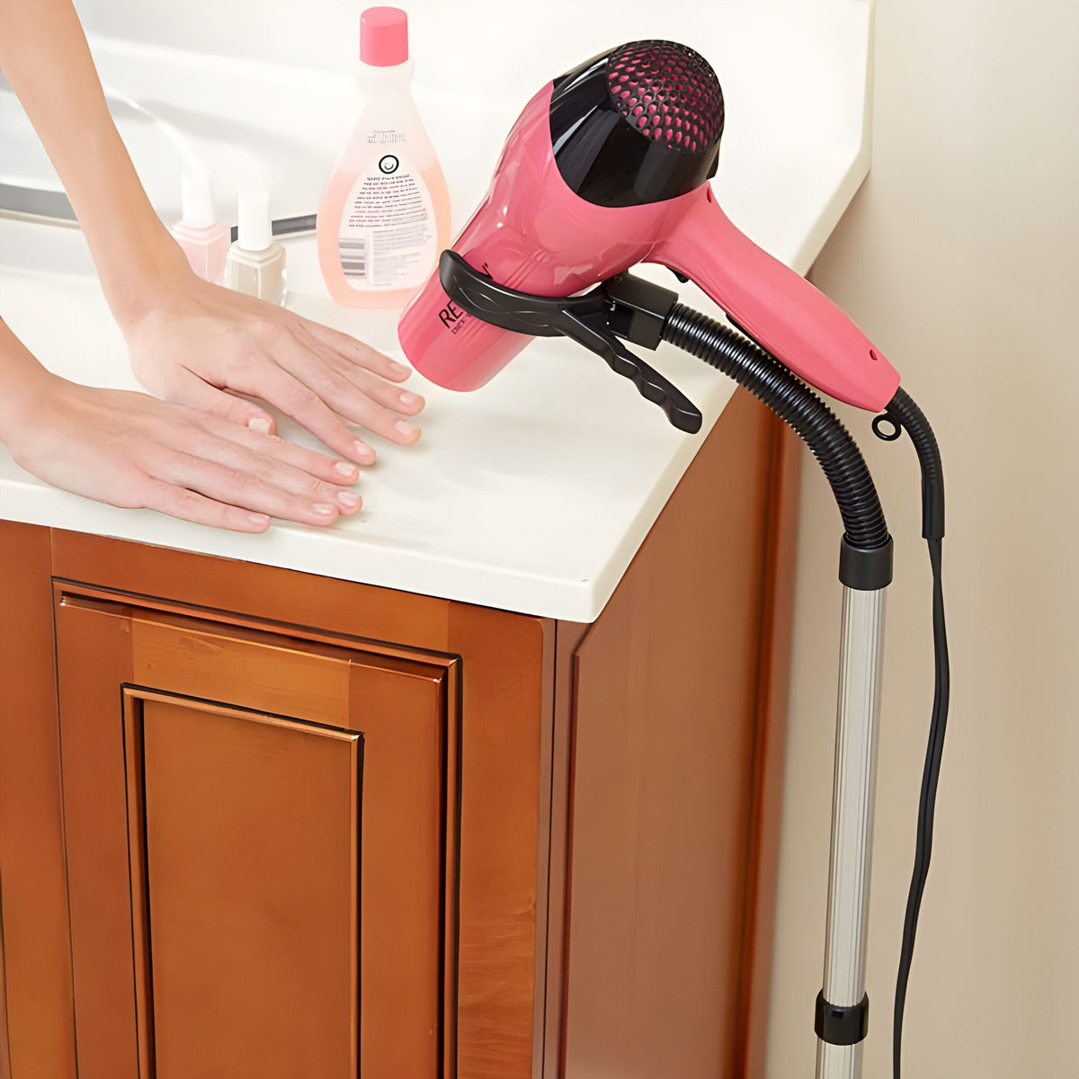 Adjustable Hands-Free Hair Dryer Stand with 360° Rotation & Stable Base