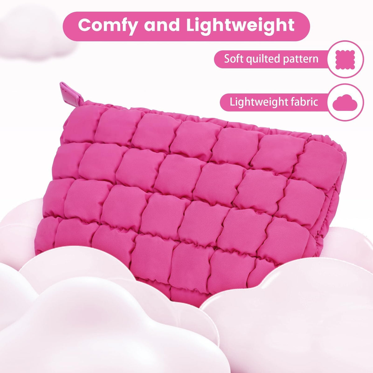 Quilted Makeup Bag and Pouch Set with Card Organizer - Travel Friendly
