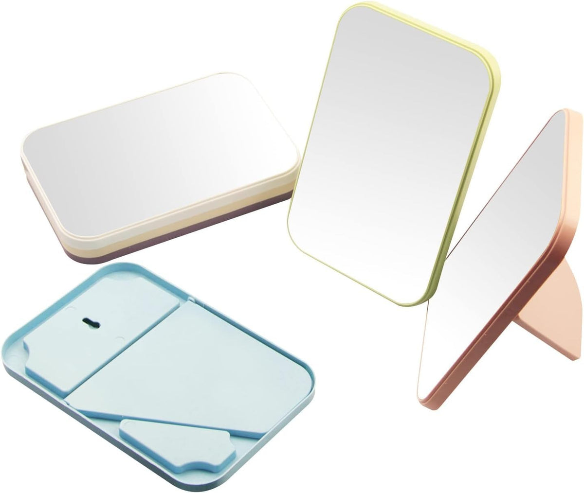 8-Inch Square Wall & Desktop Makeup Mirror - Green, No Magnification