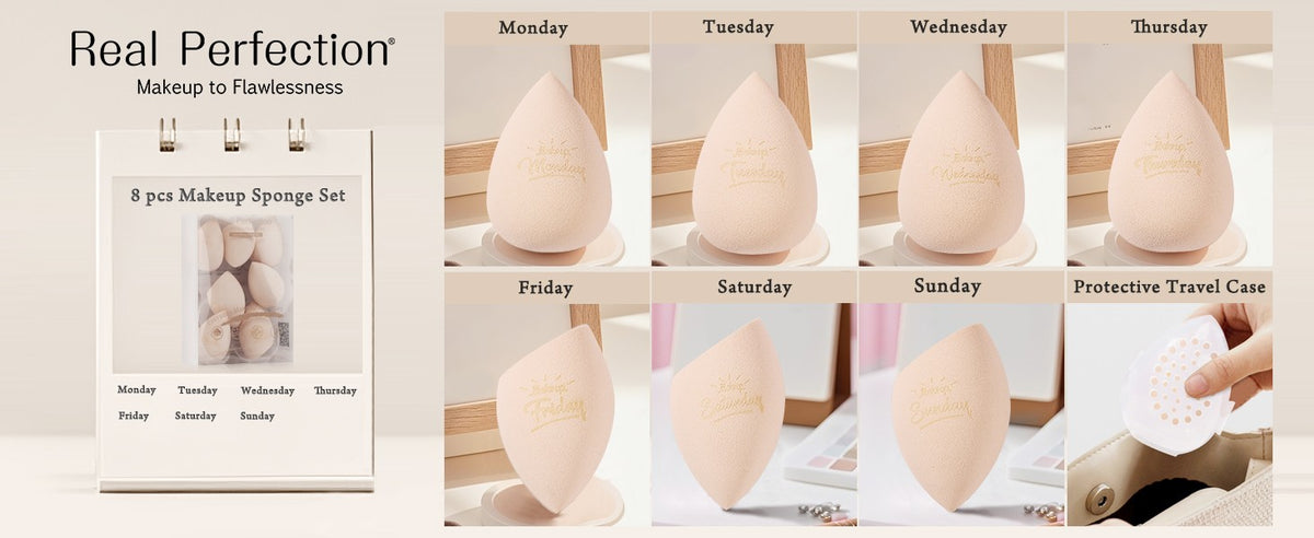 Makeup Sponge Set 7 Pcs Latex Beauty Blenders with Travel Case