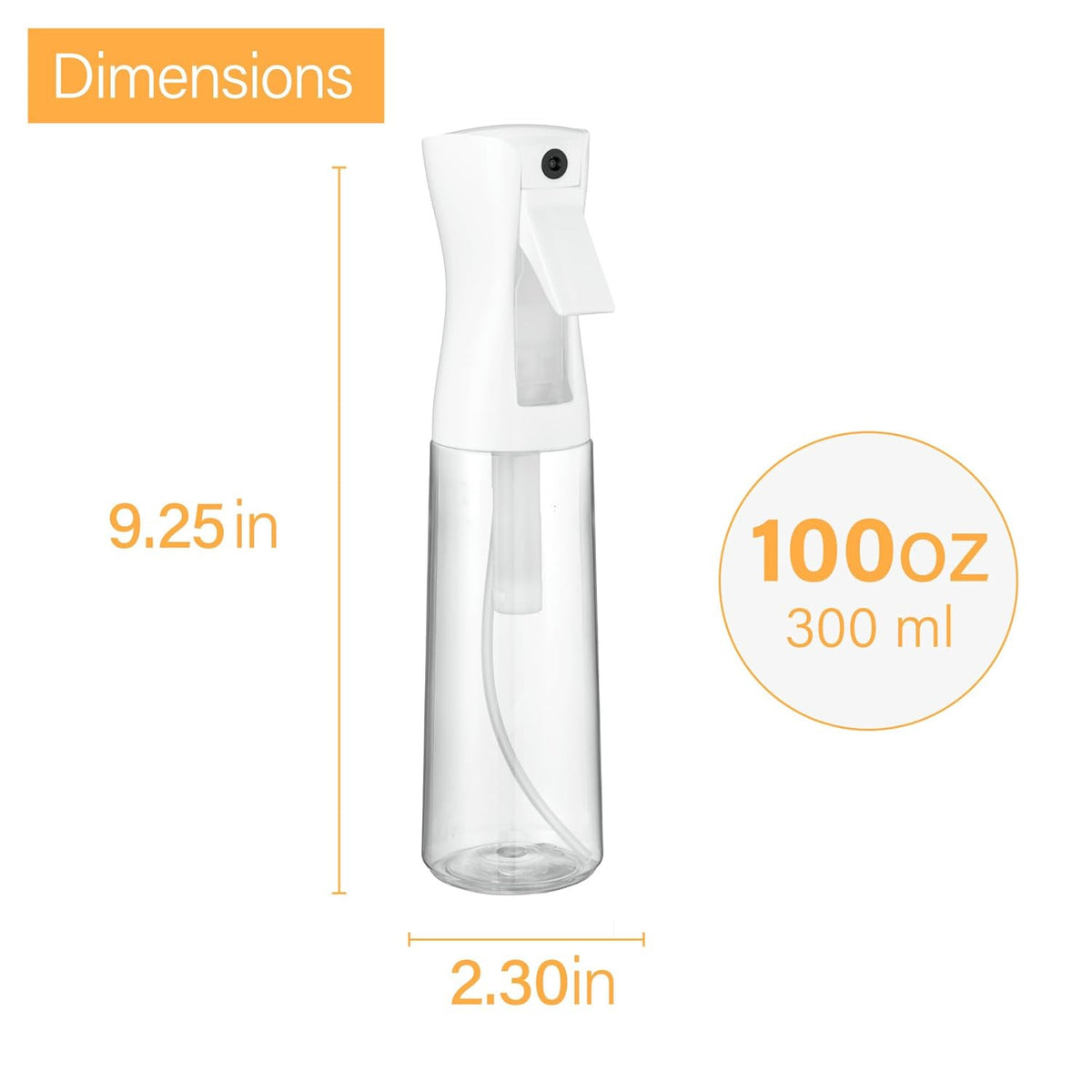 Continuous Mist Hair Spray Bottle Set - 2 Pack, 10 oz Clear Plastic